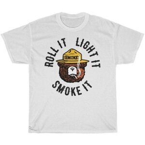 White Bear Smoking  Roll It Light It Smoke It T - Shirt